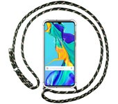 Tumundosmartphone Funda Colgante Transparente para Huawei P30 con Cordon Verde / Dorado