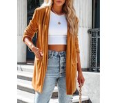 Gold velvet women's jacket Gold velvet suit jacket One-button solid color spring and autumn new loose gold velvet stretch po