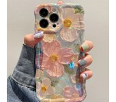Retro Oil Painting Phone Case For iPhone 13 14 15 16 ProMax 12 11 Luxury Flower Print Shockproof Silicone Cover Artistic Decor