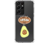 Tumundosmartphone Funda Silicona Antigolpes para Samsung Galaxy S21 Ultra 5G diseño Vegan Life Dibujos