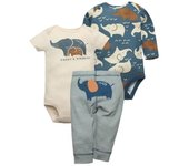 Newborn Baby Clothes Set Baby Boy Born Clothing 3PCS Bodysuit+Pants Outfit Toddler Girl Suit Infant Pajama Pure Cotton Sets
