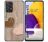 Tumundosmartphone Funda Gel Tpu para Samsung Galaxy A72 diseño Corazones Madera Dibujos
