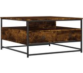 vidaXL Mesa de centro madera de ingeniería 80x80x45 cm Roble ahumado, Marrón roble, Mesita de Salón o Comedor o Auxiliar Mesa de Café Meuble Salón
