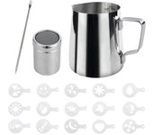 Jarra de leche de 200 ml, jarra de leche de acero inoxidable, jarra para espumar leche, jarra con marca de medición, jarras de leche perfectas para capuchino barista, espresso