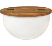 vidaXL Mesa de centro de madera maciza reciclada 50x27 cm Blanco, Negro, Mesita de Salón o Comedor o Auxiliar Mesa de Café Meuble Salón