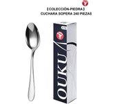 Mr.Spoon Serie Piedra 12 Piezas 48 Piezas 240 Piezas económico,Acero inoxidable 18/0,Cuchara sopera,Largo 205mm grosor 2.5mm,Cubiertos mango monobloque,Aptos para lavavajillas,Caja Envase Ecológico,Para Casa,Hotel,Restaurante 60104