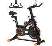 HOMCOM Bicicleta Estática Resistencia Ajustable Bicicleta Fitness con Volante Inercia 8 kg Pantalla LCD Sillín y Manillar Ajustables Soporte para Tableta 103x48x115 cm