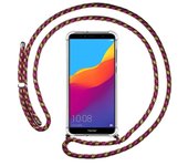 Tumundosmartphone Funda Colgante Transparente para Huawei Honor 7A / Y6 2018 con Cordon Rosa / Dorado