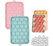 Cubiteras para Hielo with Tapa, Moldes de Cubitos Hielo Silicona, 2 Piezas Bandeja para Cubitos de Mini Hielo Ronda, Banja de Cubitos de Hielo para Whisky Cola Congelado