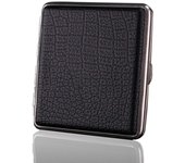 Estuche para cigarrillos, estuche de cuero para cigarrillos con marco de metal, capacidad para 20 cigarrillos (negro)