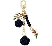 Sweet Rose Keychain Flower Charm Keychain with Chain Tassel Rose Pendant Keyring for Women Girls Purse Handbag Decor Jewelry