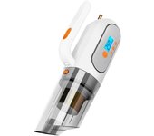 Aspirador de mano portátil USB multifunción para automóvil, hogar, uso húmedo y seco, con luz LED, silencioso, conveniente y liviano (Color : White)