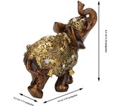 Resin Elephant Statue Wood Grain Feng Shui Elegant Elephant Sculpture Ornament for Home TV Cabinet Craft Decoration