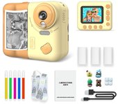 Cámara de impresión instantánea para niños 1080P Pantalla IPS de 2,4 pulgadas Zoom 10X with papel de impresión Térmica Bolígrafo de color Correa Para El Cuerpo Tarjeta TF de 32 GB Niños