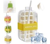 Cubitera, 2 en 1, bandeja y botella para cubitos de hielo sin contacto de 17/27 oz. Botella para hacer cubitos de hielo con tapa y recipiente. Fácil liberación de hielo para congelador. Ideal para café, jugos y bebidas (verde, 20 oz).