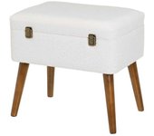Dcasa Puff arcón maleta tapizado con tela de borreguito blanca de 50x35x46 cm