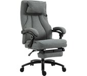 Vinsetto Silla de Oficina Masaje, Silla Ejecutiva Regulable en Altura, Silla Gaming con Función de Masaje Reposapiés, Silla Giratoria Ergonómica, Sillón de Masaje, Tacto de Lino, Gris, 64 x 74 x 109-117 cm