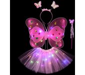LED Children Costume Props Girls Skirt Angel Luminous Wings Flashing Butterfly Skirt Lights Suit 2-8year New Year Christmas Gift