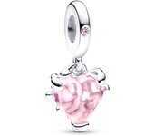 NEW Europeans Pink Original Charms Love Potion Murano Glass Heart Dangle Bead Fit 925 Sterling Silver Bracelet DIY Women Jewelry