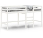 vidaXL Cama alta de niños con escalera madera maciza blanca 90x200 cm
