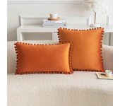 Velvet Throw Pillow Cover with Cute Pompom 30x50cm 45x45cm 50x50cm European Luxury Cushion Case for Christmas Gift Pillow Cover