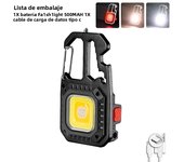Mini Multifunctional Keychain LED Flashlight USB Rechargeable Portable Flashlight Outdoor Camping Torch Emergency Lantern 500Mah