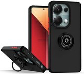 Funda Mate con Borde Negro y Anillo Giratorio 360 para Xiaomi Poco M6 Pro 4G