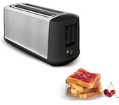 Moulinex Subito Select Tostadora, 2 ranuras largas, 7 niveles de tostado, descongela, recalienta, función ECO, exterior acero inoxidable, bandeja recogemigas extraíble, palanca elevadora, Negro