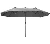 Tectake - Sombrilla Silia 460 x 270 cm  Sombrilla doble grande con poste estable  Revestimiento duradero y resistente a los rayos UV  Mecanismo de apertura y plegado suave con manivela
