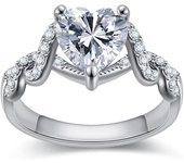 18K Rose gold Plated Love Heart Cubic Zirconia Promise Halo Engagement Promise Eternity Valentine's Day Ring for Women Size 6-10