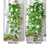 1pc Artificial Plants Vines Morning Glory Hanging Silk Flowers Vine Indoor Outdoor Garden Wall Hanging Decor Fake Flower Rattan