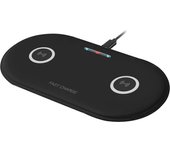 DAM. Cargador inalámbrico Qi compatible con carga rápida Fast Charge, 15W. Para 2 smartphones simultáneos. 20,4x1,1x10,4cm