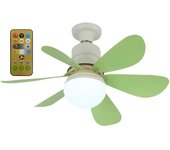 Ventiladores de techo con luces y control remoto, ventilador de techo de 30 W con luz regulable, ventilador de techo silencioso de 6 aspas, 3 temperaturas de color, 3 velocidades