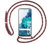 Tumundosmartphone Funda Colgante Transparente para Samsung Galaxy S20 FE con Cordon Rosa / Dorado