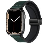 Magnetic strap for Apple watch ultra 2 band 49mm 44mm 40mm 45mm 41mm Genuine Leather+silicone bracelet iWatch series 9 8 7 6 se