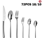 Mr.Spoon Serie Amor 72 piezas Cubiertos,Acero inoxidable 18/10,Alta calidad y acabado,Con cuchillo carne o mesa/cuchara/tenedor/cucharilla y tenedor postre/cuchara moka,apto para lavavajillas,Caja Envase Ecológico,Para Casa,Hotel,Restaurante 60301/72