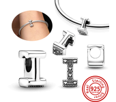 925 Sterling Silver Hollow Round A-Z 26 English Letter Alphabet DIY Beads Fit Original Pandora Charms Bracelet Fine Jewelry Gift