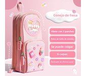 Three Layer Backpack Shape Pencil Case Large Capacity Cute Cartoon Simple for Girls School Students Stationery Supplies