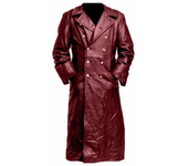 MEN'S GERMAN CLASSIC WW2 MILITARY UNIFORM OFFICER BLACK LEATHER TRENCH COAT