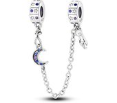 Real 925 Sterling Silver Stars & Moon Sunflower Safety Chains Spacer Beads Charms Fit Pandora 925 Original Bracelets DIY Jewelry