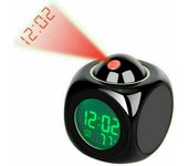 Reloj despertador, reloj despertador digital LED con proyector, reloj de escritorio, función de repetición de temperatura con proyector (negro)