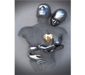 Metal Figure Statue Posters Print Modern Lovers Sculpture Canvas Painting Wall Art Wall Pictures for Room Home Decoration