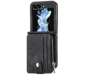 Faux Leather Galaxy Z Flip 6 Wallet Phone Case with Removable Card Holder for Samsung Z Flip 5 4 3 Flip5 Flip4 Flip3 5G Cover