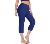 Women Elastic High Waist 3/4 Pant Casual Active Fit Wide Capris Leg Pants Trousers With Pockets Pants for Women Women’s Pants