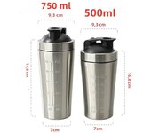 500ML/750ML Stainless Steel Protein Powder Shaker Bottle with Steel Ball and Scale Leak Proof Gym Fitness Sport Whey Shakes Cup