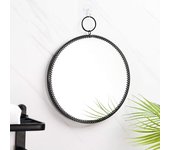Espejo de pared redondo con marco de metal, espejo decorativo para maquillaje, espejo de tocador para baño, sala de estar, dormitorio (negro)