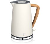 SWAN SK14610WHTNEU Nordic Hervidor Agua Eléctrico Ultra Rápido, 1,7L, sin BPA, Acero Inoxidable, Resistencia Oculta, Inalámbrico, 2000W, Blanco