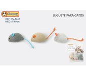 Conjunto de 3 Juguetes Interactivos para Gatos, Ratones de Peluche Divertidos - Marca Yommy, Perfecto para Gatos de Interior