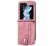 Faux Leather Galaxy Z Flip 6 Wallet Phone Case with Removable Card Holder for Samsung Z Flip 5 4 3 Flip5 Flip4 Flip3 5G Cover