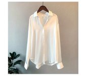 Plus Size Casual Office Women Silk Shirts Fall Long Sleeve Button-Down Shirts Women's Elegant Tops Office Women's Acetate Shirts